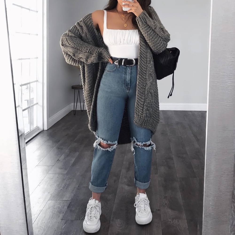 Chunky Gray Knit Cardigan